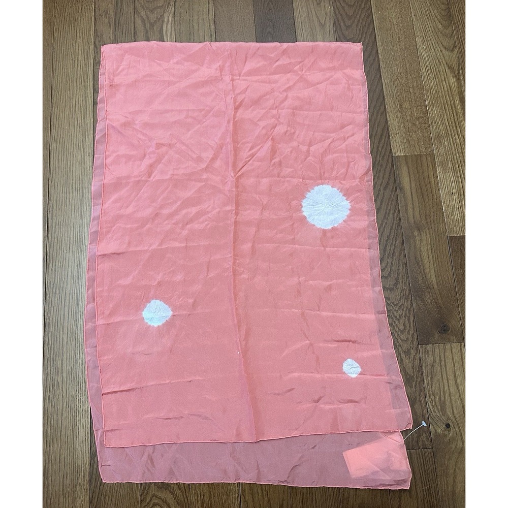NWT- Eileen Fisher Silk Shibori Dot‎ Peach Luxurious Silk Scarf NEW